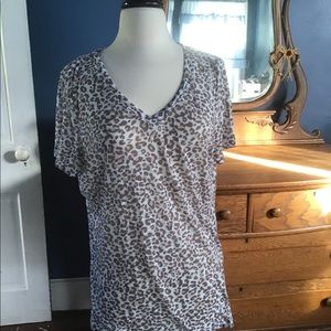 Mudd L Gray, brown, and pink leopard print shirt.  Light weight.